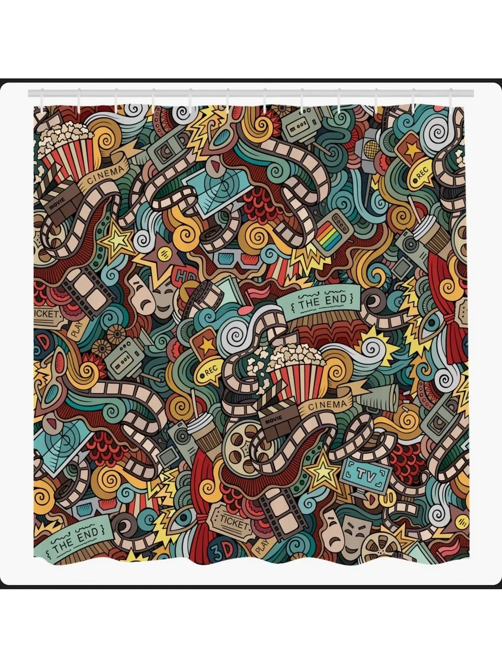 Ambesonne Cinema-Themed Shower Curtain with Hooks Included,